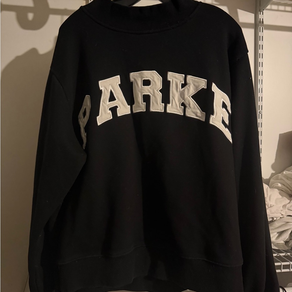 Parke Black mockneck Sweatshirt with White Lettering
